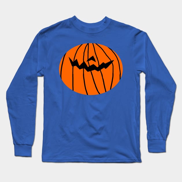 Pumpkin Face for a Halloween Horror Mask Long Sleeve T-Shirt by ellenhenryart